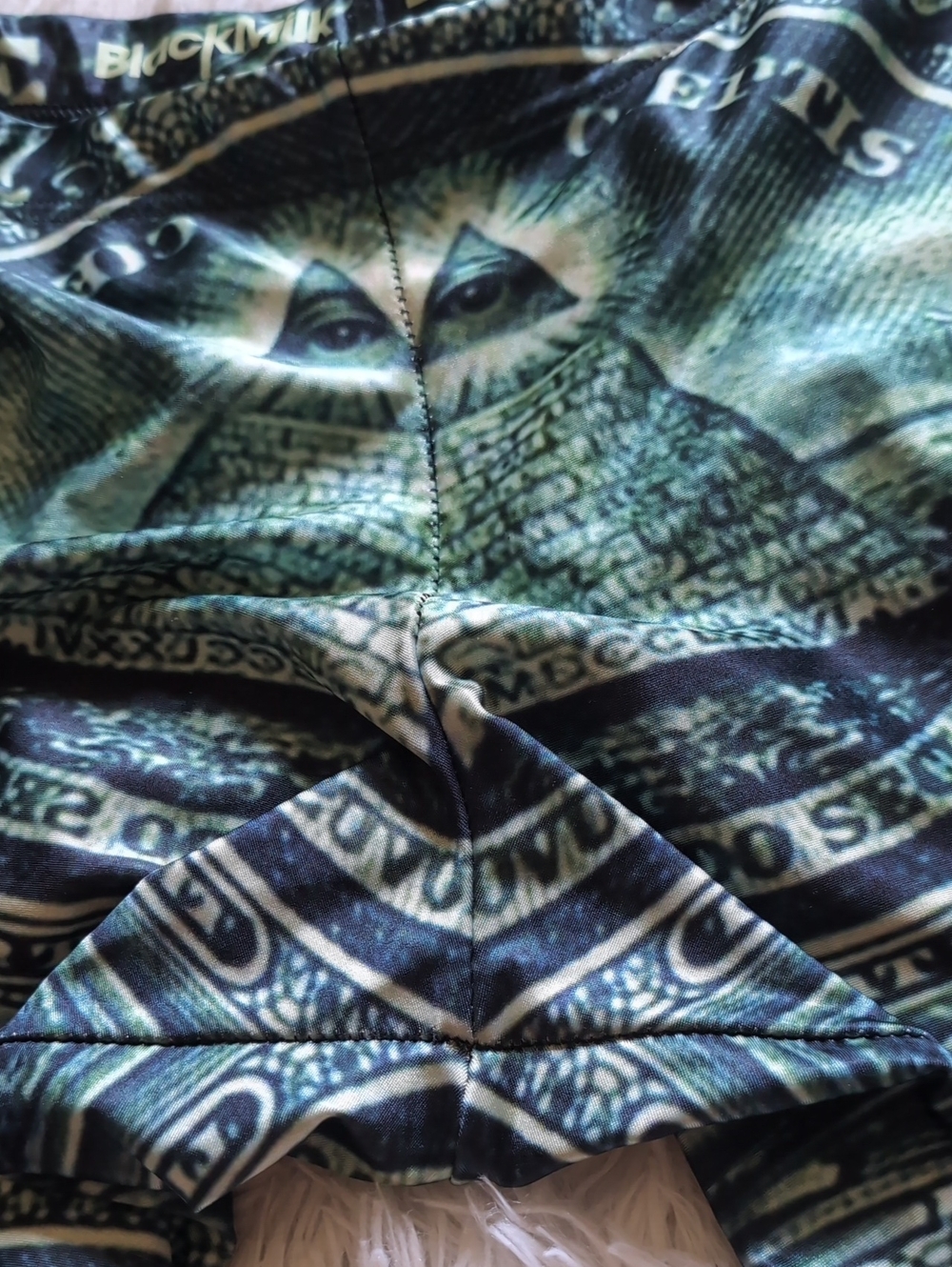 Blackmilk Old School The Dollar Green Illuminati Themed Leggings Size Large - Picture 5 of 13